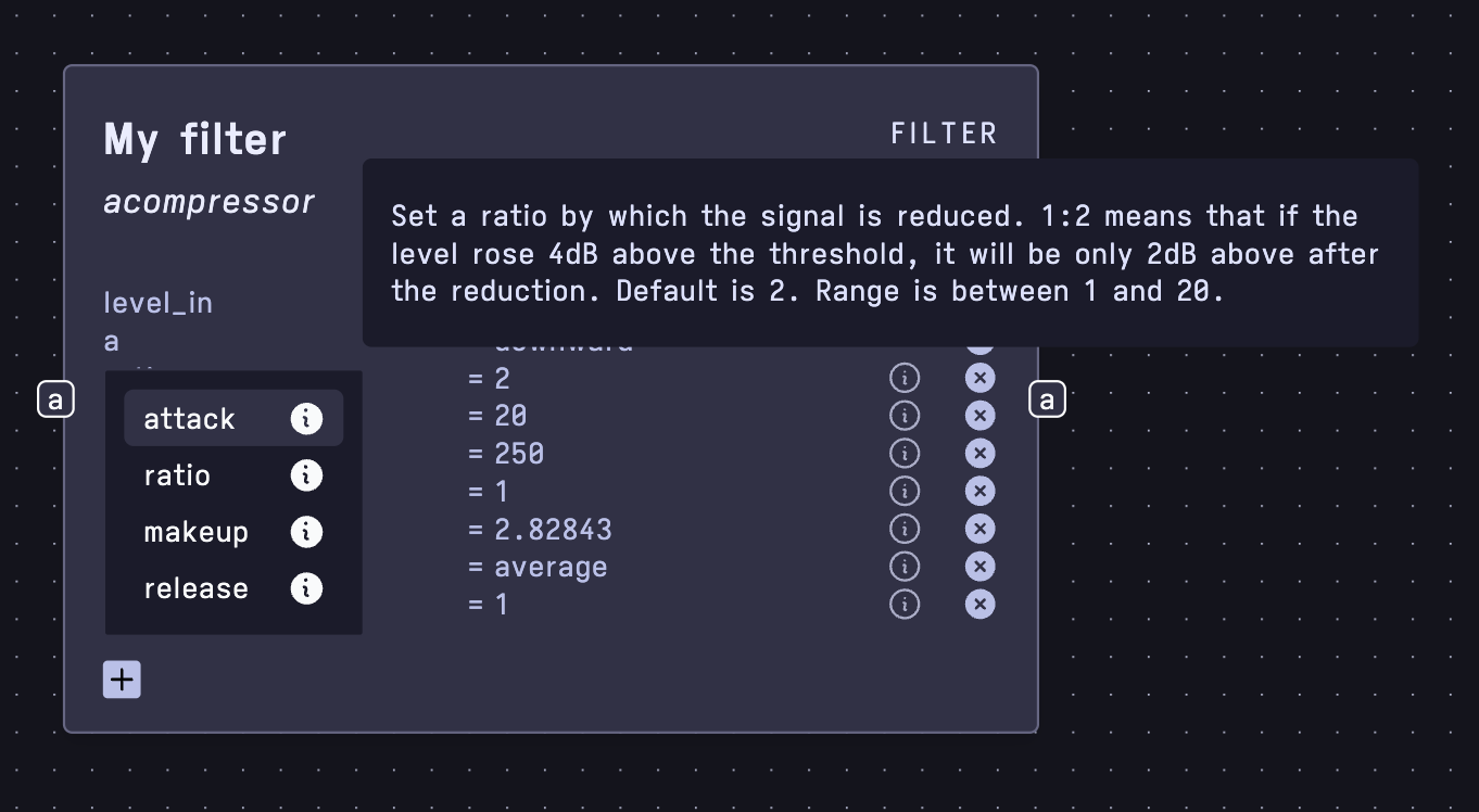 Filter argument autcomplete and documentation